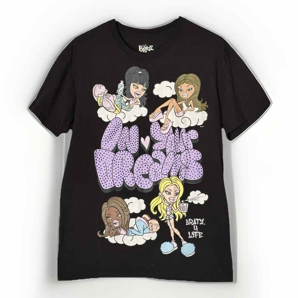 Bratz In My Dreams Graphic T Shirt Y2K Mallcore Pop Culture Black Tee Medium